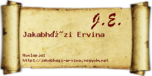 Jakabházi Ervina névjegykártya